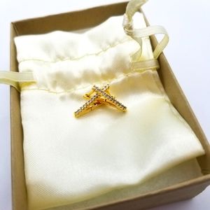 NWOT Gold Diamond Triangle Earrings